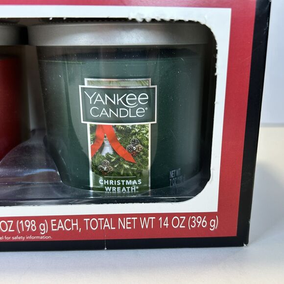 2016 Yankee Candle 7oz‎ Candle Set- HOME FOR THE HOLIDAYS & CHRISTMAS WREATH - Picture 3 of 6